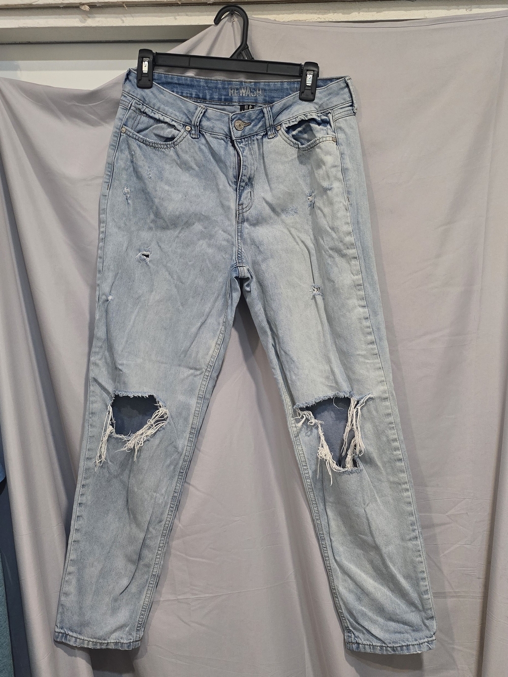 Rewash Light Blue Distressed Relaxed Men’s Jeans